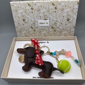 Piper K Dachshund (Wiener Dog) Bag Charm Key Chain In Gift Box NEW